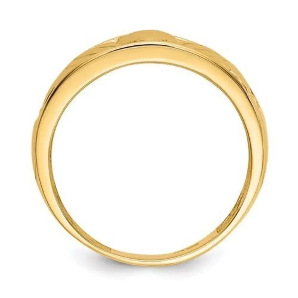 14k Gold Polished Mens Claddagh  Band